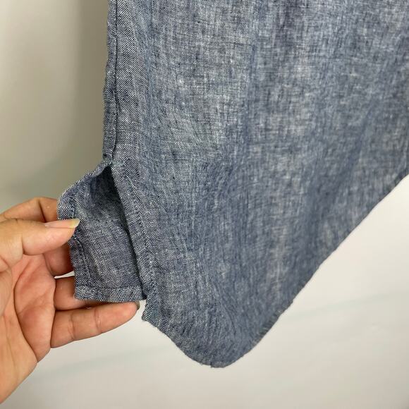 Tahari 100% Linen Chambray Halter Summer Dress Women's Size Medium Preppy - Picture 3 of 11